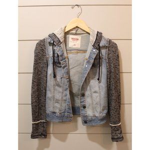 Layered Long Sleeve Hooded Jean Jacket